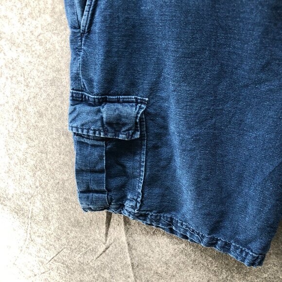 Gap Cotton Linen Cargo Shorts Mens 36 Blue Indigo Relaxed 8'' Inseam - Picture 3 of 9